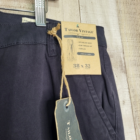 Tailor Vintage Navy Blue Mens Pants. 38x32. Stretch. Cotton Blend - Picture 2 of 16